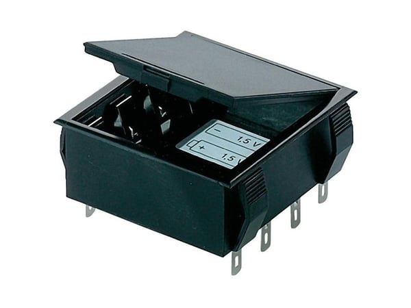 Bopla 46600000 Batteriholder for 4xR6 (AA) & 9V blokk loddetilkobling 65x65x21,5 mm