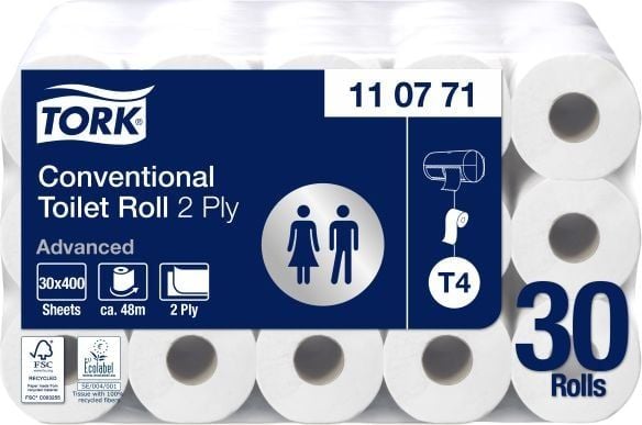 Tork 110771, 48 m, 9,4 cm, 12,5 cm, 12 cm, 400 ark, Hvit