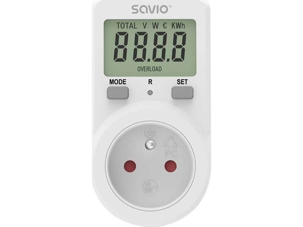 Savio AE-02 wattmeter White Plastic Built-in display LCD 3680 - 3680 W