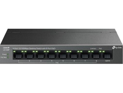 TP-Link LiteWave LS109P, Uhåndtert, Fast Ethernet (10/100), Strøm over Ethernet (PoE), Kan monteres på vegg