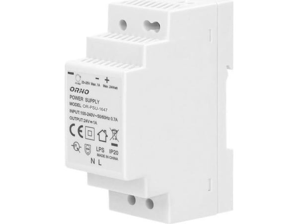 Orno OR-PSU-1647 DIN-skinne strømforsyning 24VDC 1A 24W