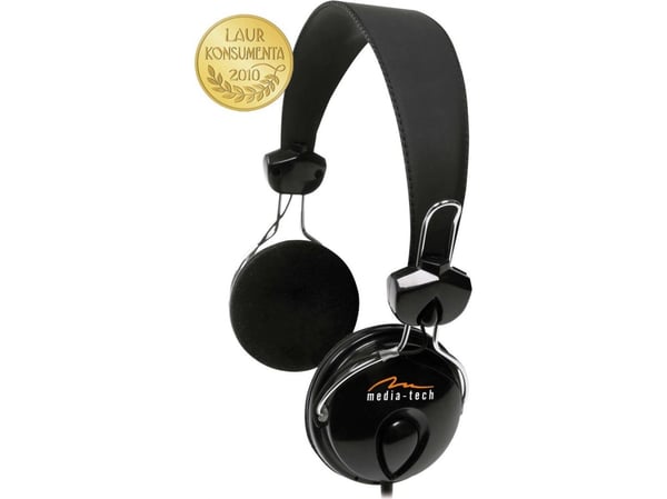 Mediatech MT3505, Hörlurar, Huvudband, Svart, Rotations-, 2,5 m, Kabel