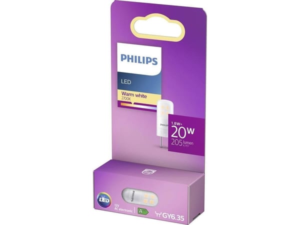 Philips - LED-lyspære - form: kapsel - GY6.35 - 1.8 W (ekvivalent 20 W) - klasse F - varmt hvitt lys - 2700 K