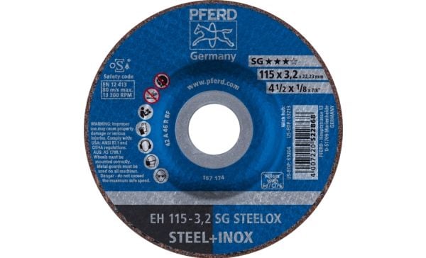 PFERD EH 115-3,2 SG STEELOX, Stål, Rustfritt stål, PFERD, 11,5 cm, 13300 o/min, 25 stk