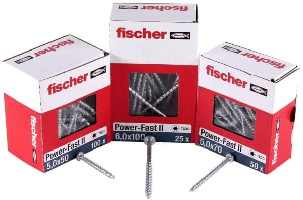 Fischer 670236, Skruv, Metall, Trä, Allmän användning, Helt gängad, Kupolformat huvud