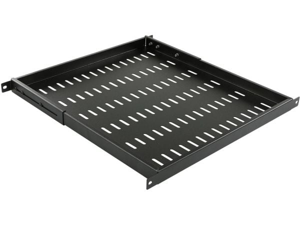 Lanview by Logon - Rack-hylle - D=470 mm, adjustable side arm - svart, RAL 9005 - 0.5U - 19"