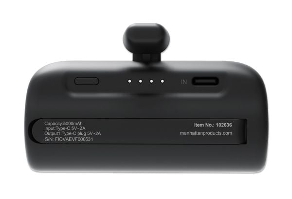Manhattan 102636, 5000 mAh, Lithium-Ion (Li-Ion), 10 W, Sort