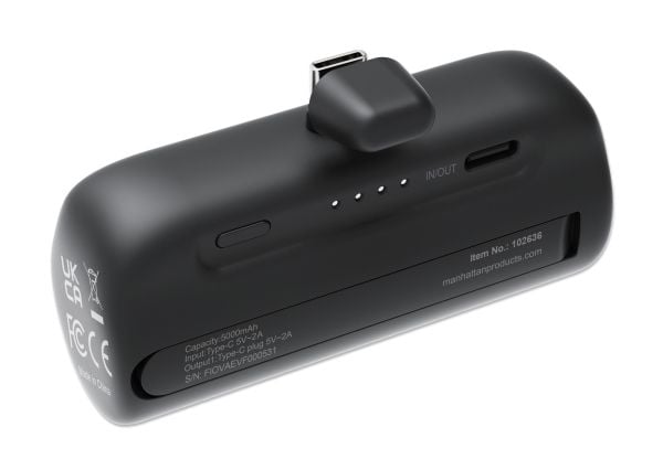 Manhattan 102636, 5000 mAh, Lithium-Ion (Li-Ion), 10 W, Sort