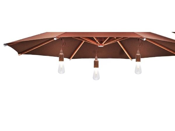Securit® LED lamper til parasol COPENHAGEN, ledningsfri og genopladelig, 3 stk., brun
