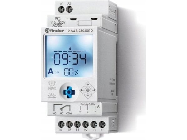 Finder Clock ASTRO/TYPGODAY NFC 1P 16A, PWM DIMMER, 0 -10V, 230V AC/DC 12. A4 .8 .230 .0010