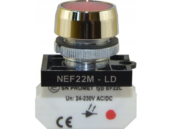 Promet Indikatorlampa NEF22 metall platt röd W0-LD-NEF22MLD C