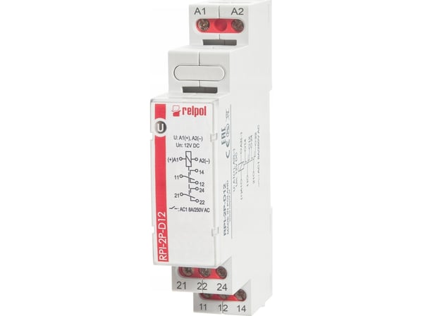 2P 8A 12V DC AgSnO2 sähkömagneettinen rele RPI-2P-D12 863361