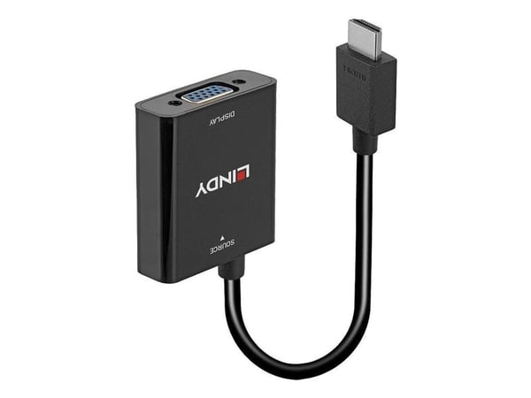 Lindy 38291, 0,1 m, HDMI-tyyppi A (vakio), VGA (D-Sub), Uros, Naaras, Suora
