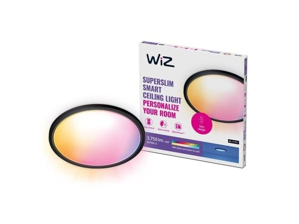 WiZ Super Slim - Taklampe - LED - 32 W - RGB-lys - 2200-6500 K - rund - svart