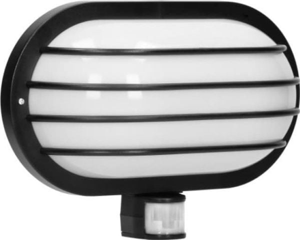 Orno LASO utendørs vegglampe med bevegelsessensor 180° 1x60W E27 IP44 svart LF-2/B