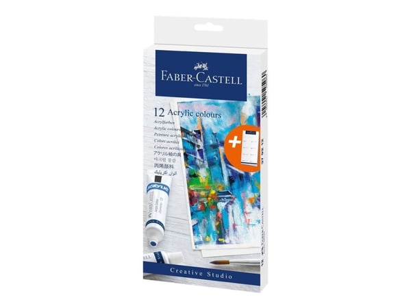 Faber-Castell Creative Studio - Färguppsättning - 12-piece - akryl - 12 färger - blandfärger - 20 ml