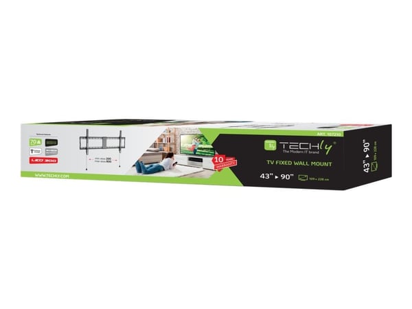 TECHly - Monteringssats (väggfäste) - fixerad - för LCD-TV/välvd LCD-TV - låsbar - svart - skärmstorlek: 43"-90"