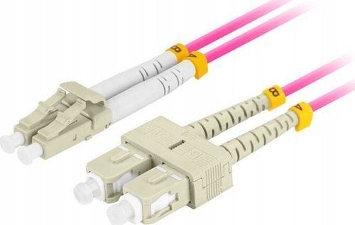 VALOKUITU PATCHCORD MM LC/UPC-SC/UPC DUPLEX 3.0MM OM4 50/125 LSZH 0.5M VIOLETTI LANBERG