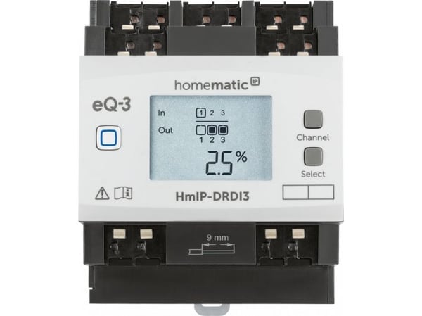 Homematic IP HMIP-DRDI3, Dimmeaktuator, Montert med DIN-skinner, 3 kanaler, 869,65 MHz, 190 m, IP20