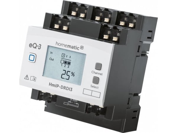 Homematic IP HMIP-DRDI3, Dimmeaktuator, Montert med DIN-skinner, 3 kanaler, 869,65 MHz, 190 m, IP20