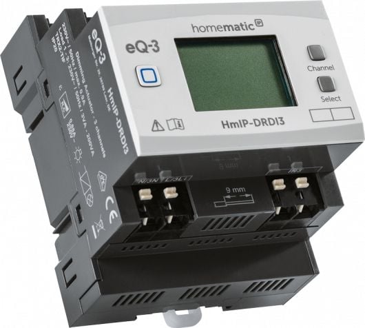 Homematic IP HMIP-DRDI3, Dimmeaktuator, Montert med DIN-skinner, 3 kanaler, 869,65 MHz, 190 m, IP20