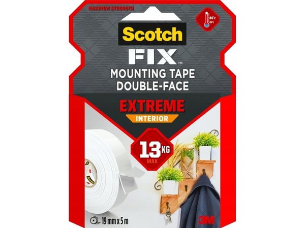 3M 3M Scotch Extreme kaksipuolinen sisäpuolinen kiinnitysteippi 19mm x 5m....