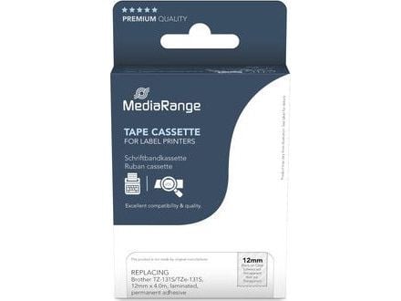 MEDIARANGE kirjoitusteippikasetti musta läpinäkyvä 4m x 12mm