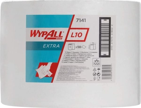 WYPALL 7141 - WYPALL L10 Extra, hvit, 1-lags, stor rull, 1500 biter
