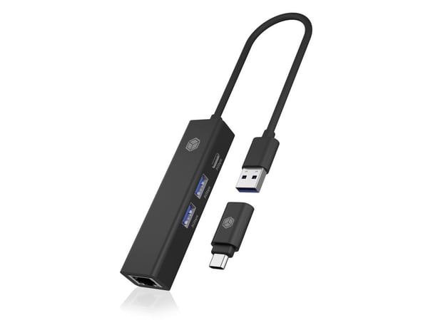 ICY BOX 4-i-1 Adapter USB 3.2 Gen 1 till Gigabit LAN och 3xUSB 3.2 Gen 1
