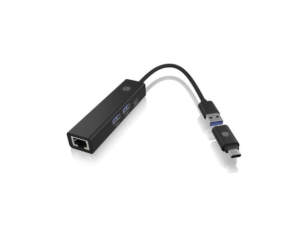 ICY BOX 4-i-1 Adapter USB 3.2 Gen 1 till Gigabit LAN och 3xUSB 3.2 Gen 1
