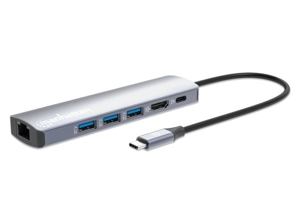 Manhattan 153959, Kabel, USB 3.2 Gen 1 (3.1 Gen 1) Type-C, 100 W, 10,100,1000 Mbit/s, Silver, 5 Gbit/s
