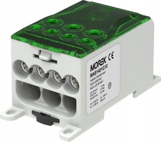 MOREK Jakelulohko OJL400A vihreä Tulo: 1xAL/CU 95-240mm2 Lähtö: 3x6-50mm2 4x2,5-35mm 1000V MAB1401B10