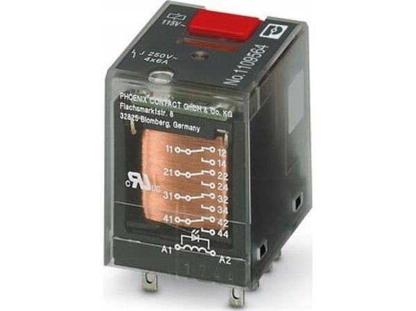 Phoenix Contact Teollisuusrele 4P 6A AgNi 230V AC pistorasiaan ECOR-2, REL-IR-BL/L-230AC/4X21