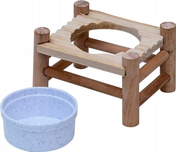 Panama stativ med skål for gnagere og kanin, tre/plast, 14x10x8,5 cm/150 ml