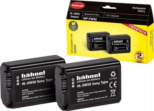 Hähnel Fototechnik HL-XW50, 2er kamera batteri erstatning originalt batteri NP-FW50 7,2 V 1000 mAh