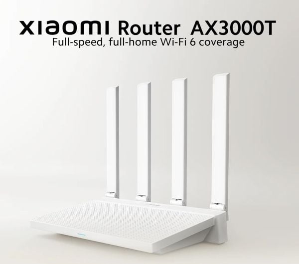 Xiaomi AX3000T - Trådløs ruter 4-portssvitsj - 1GbE - WAN-porter: 4 - Wi-Fi 6 - Dobbeltbånd