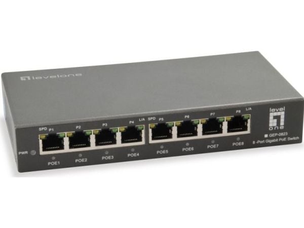 LevelOne GEP-0823 - Switch - 8 x 10/100/1000 (PoE+) - stasjonær - PoE+ (120 W)