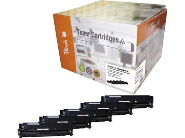 Peach Combi-Pack PLUS - 5-pack - svart, gul, cyan, magenta - kompatibel - gjenfabrikert - tonerpatron (alternativ for: HP 305A) - for HP LaserJet P...