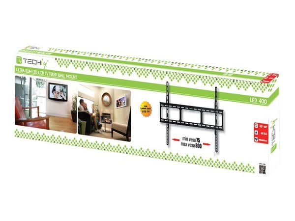 TECHly - Brakett - Ultra-Slim - for LCD-TV - svart - skjermstørrelse: 42"-80" - monteringsgrensesnitt: opptil 800 x 600 mm - veggmonterbar