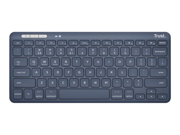 Trust Lyra Compact Wireless - Tastatur - trådløs - USB, 2.4 GHz, Bluetooth 5.0 - QWERTY - USA - tastsvitsj: Scissor-Key - blå