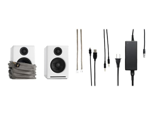 Audioengine A2+ Wireless - Kaiuttimet - langattomat - Bluetooth - USB - 30 Watt (Yhteensä) - 2-tie - kiiltävä valkoinen