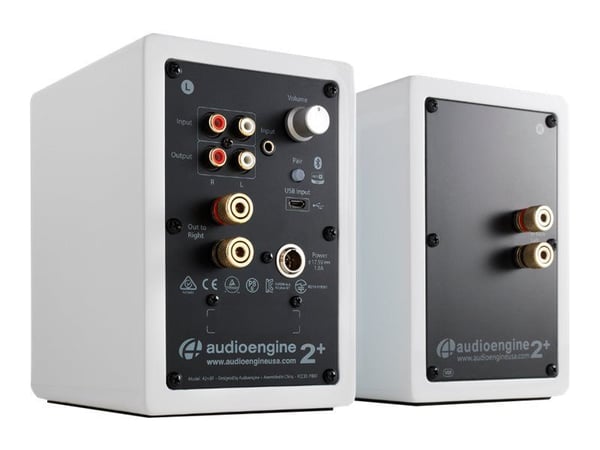 Audioengine A2+ Wireless - Högtalare - trådlös - Bluetooth - USB - 30 Watt (Total) - 2-vägs - högglansig vit