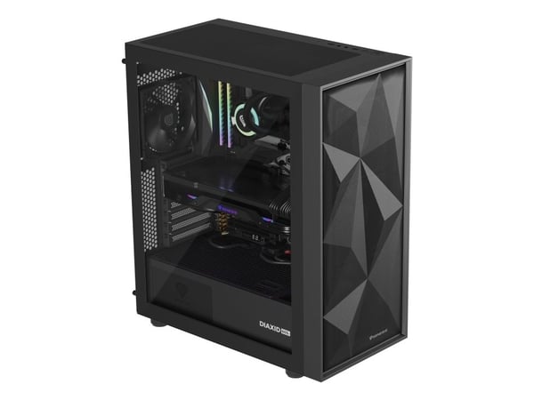 GENESIS Diaxid 605F, Midi Tower, PC, Sort, ATX, Micro ATX, Mini-ATX, ABS, Stål, Herdet glass, Spilling