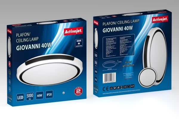 Activejet AJE-GIOVANNI 40W, 60 ampuller, LED, Ikke-utskiftbare pærer, 4000 K, 5000 lm, IP20
