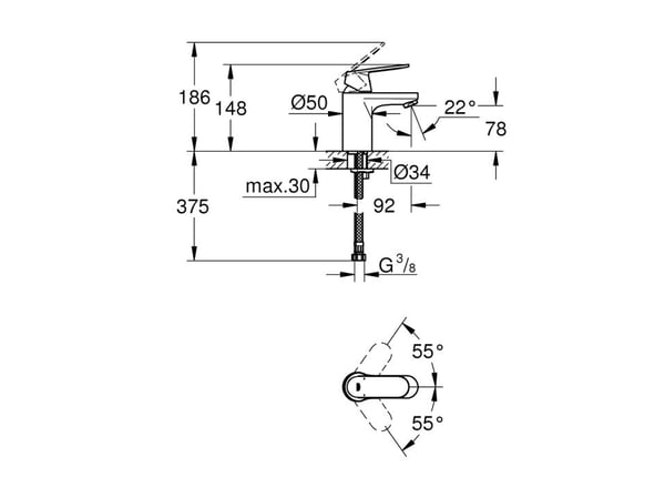 Grohe Eurosmart Cosmopolitan - Håndvaskarmatur til håndvask - Krom - 32824000