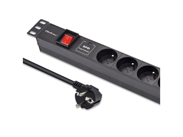 Qoltec alumiini PDU 19'' RACK | 1U | 16A | 6xFRENCH | 1.8m