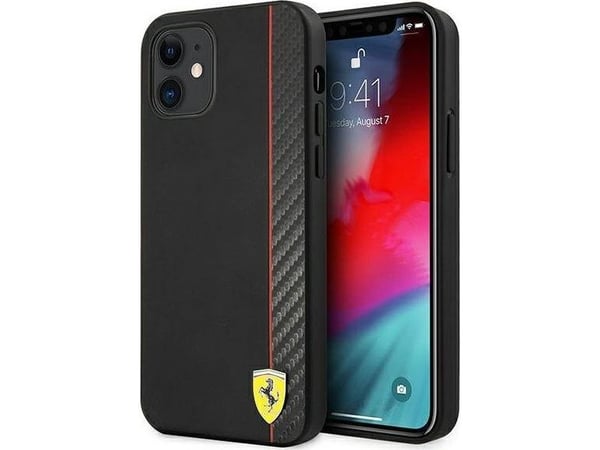 Ferrari FESAXHCP12SBK iPhone 12 mini 5,4" czarny/black hardcase On Track Carbon Stripe