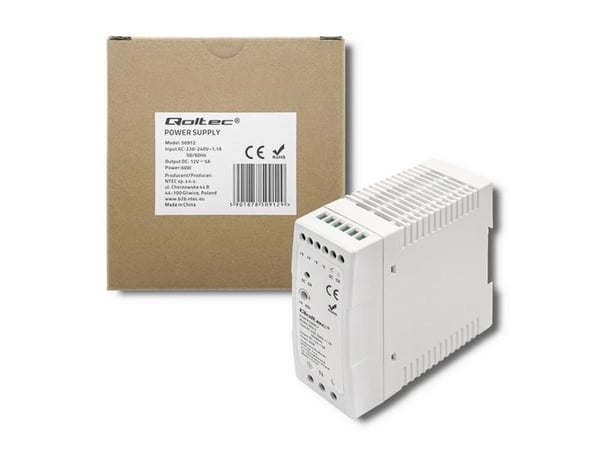 Qoltec strømforsyning til tredemølle 60 W 12 V 5 A, hvit, tynn