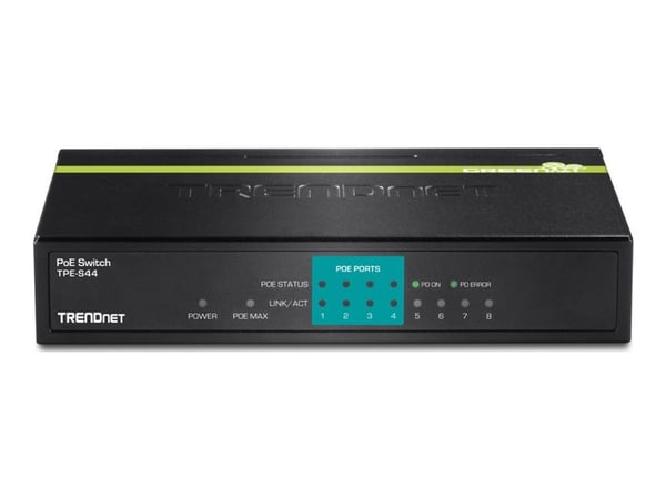 TRENDnet TPE-S44 - Switch - 4 x 10/100 (PoE) + 4 x 10/100 - stasjonær - PoE - TAA-samsvar