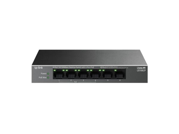 TP-Link LiteWave LS106LP, Hallitsematon, Fast Ethernet (10/100), Power over Ethernet -tuki, Seinäkiinnitteinen
